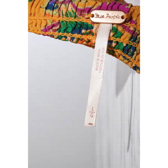 Free People Bali Citrus Skies Jumpsuit – Size L– Ruched Bodice, Cutouts, - Picture 14 of 15